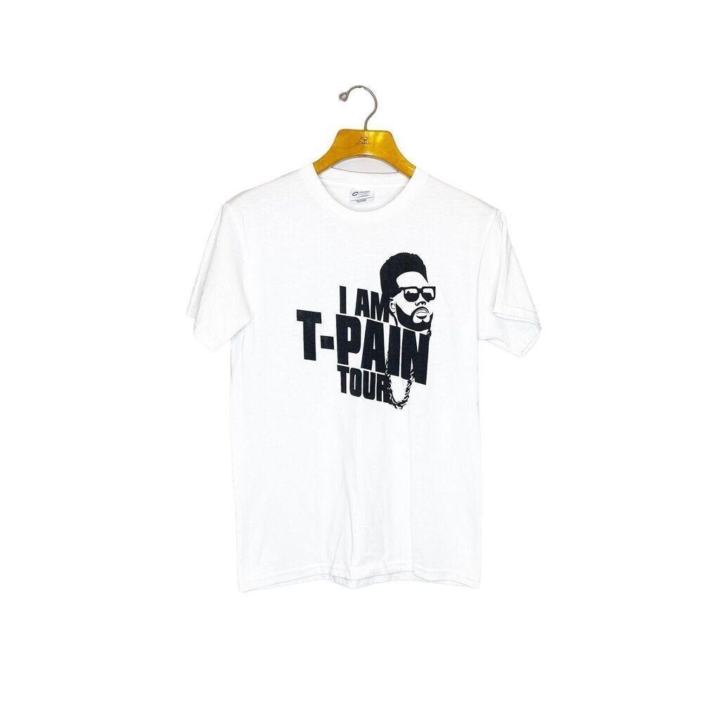 I Am T-Pain Tour T-Shirt S Small White Short Sleeve Hip Hop Rap Tee R&B Logo